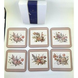 Pimpernel Floral Bouquet Coasters with Cork Backs Set of 6